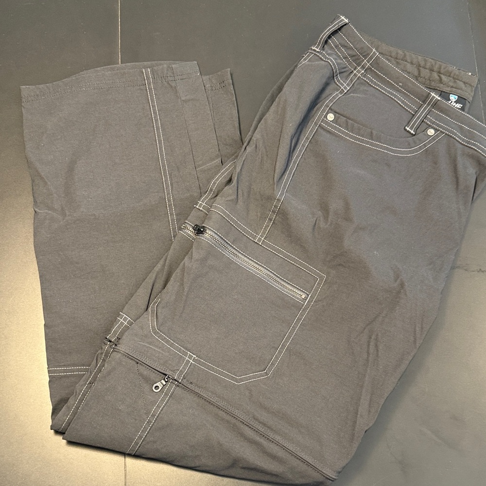 Gray Women Hiking/Outdoor pants with zip off for shorts